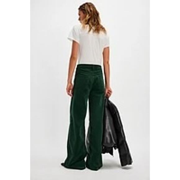 MOTHER The Ditcher Roller Zip Sneak Jeans Dark Green Corduroy Denim Flare 26 - Picture 5 of 12